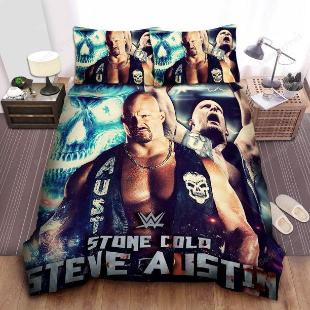 Steve Austin Cool Photograph Of Stone Cold Quilt Duvet Cover Set Soft Double3-Piece Bedding Set