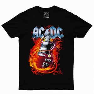 Bagùstore - Polera Estampada De Niño/Niña Acdc Guitarra En Llamas T-02