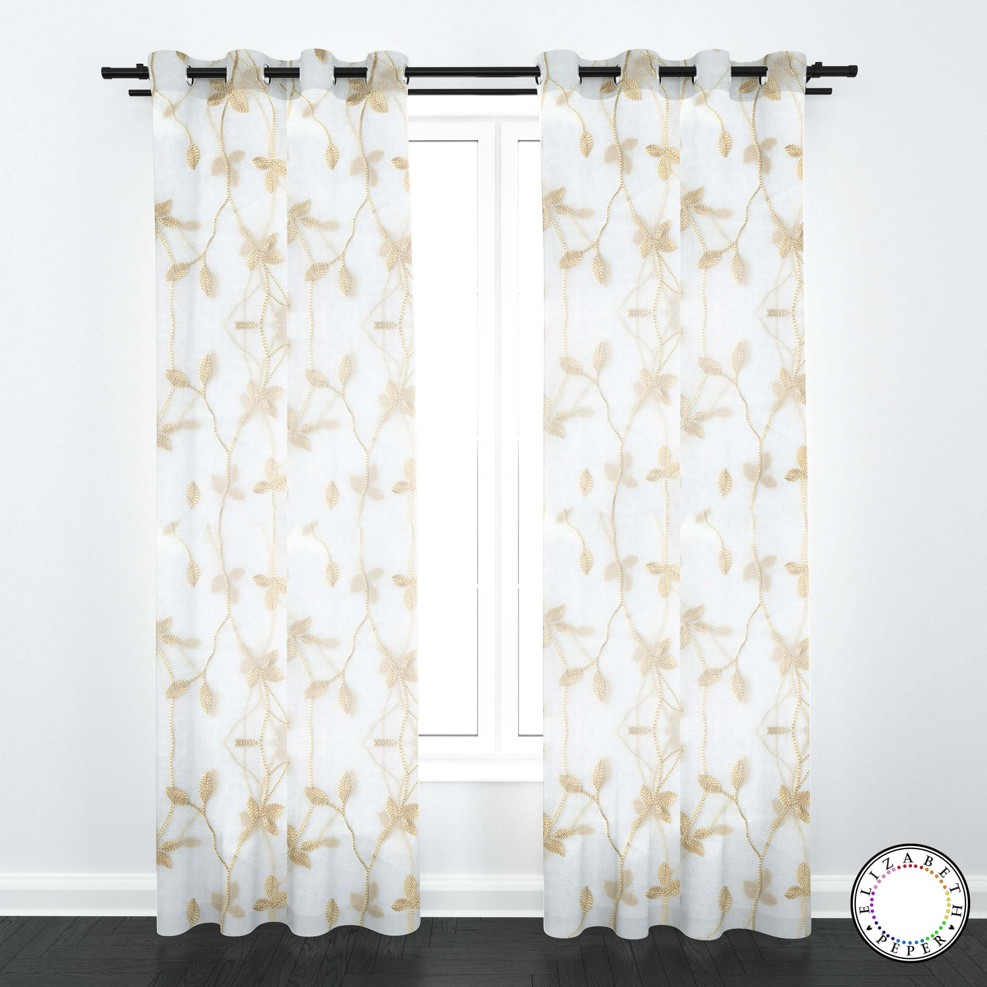 Elizabeth Peper - Set De Cortinas Visillo 2 Paños De 140 X 220 Cm Dorado
