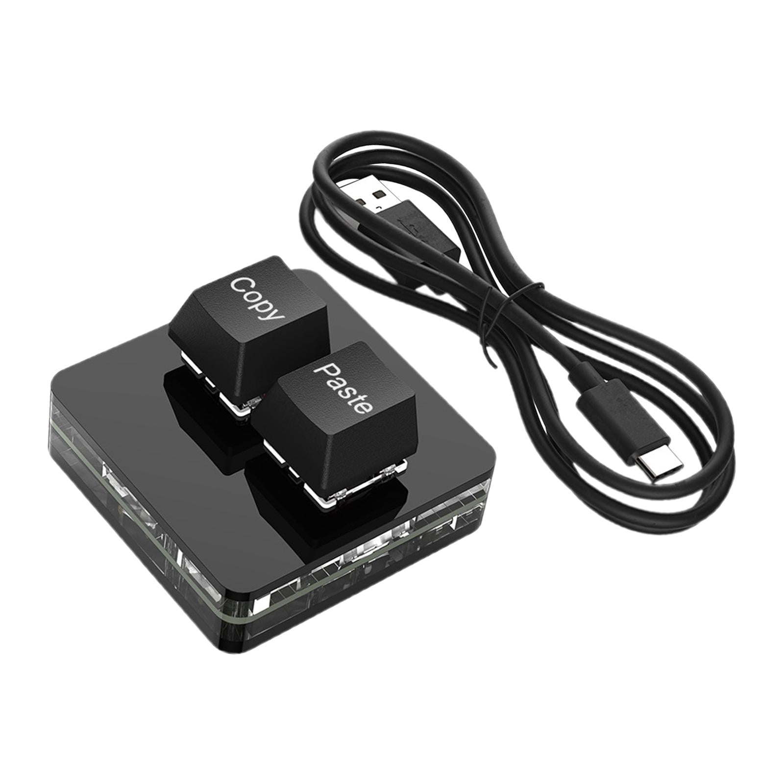 Bothyi - Copiar Y Pegar Teclado De 2 Teclas Rgb Mini Teclado Usb 2 Teclas Para Dibujo De Audio Negro