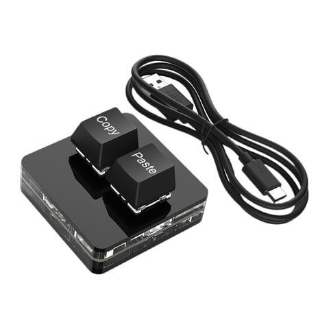Bothyi - Copiar Y Pegar Teclado De 2 Teclas Rgb Mini Teclado Usb 2 Teclas Para Dibujo De Audio Negro