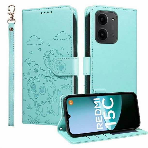 Funda Billetera FOXDOCK Compatible con Xiaomi POCO C85, Diseño Perrito Tierno, Ranuras para Tarjetas y Soporte Plegable