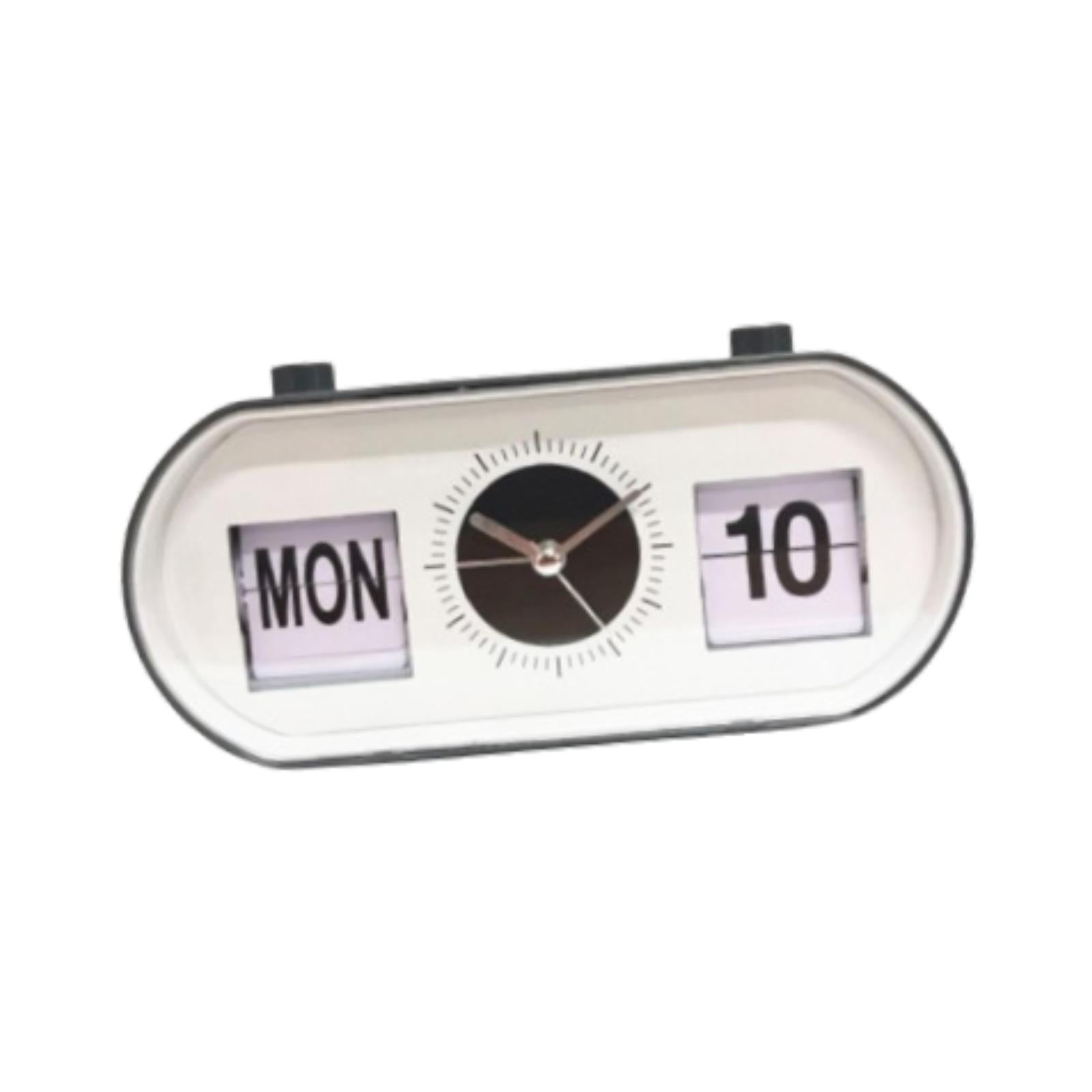 Bothyi - Reloj Manual Con Tapa, Práctico Reloj Despertador De Escritorio, Reloj Calendario Para Sala De Estar, Manecillas De Reloj Plateadas