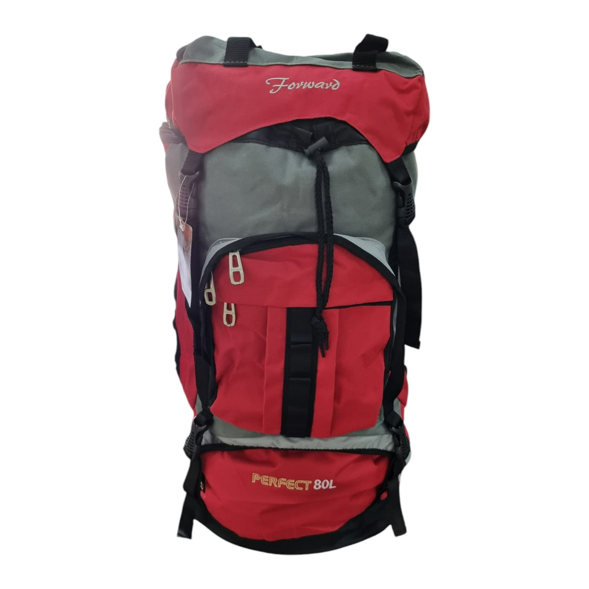 Perfect Choice - Mochila Camping 80 Litros 65x40x20 Cm Rojo Con Gris
