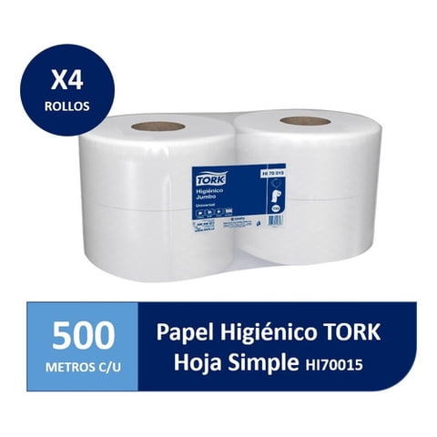 Papel Higiénico Jumbo Tork Industrial 4 Rollos De 500 Metros