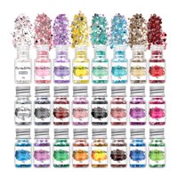 Ioensy - 12 Colores Encantos Efecto Brillo Uñas Láminas Artísticas Escamas Para Chicas Guapas Mezcla De Colores