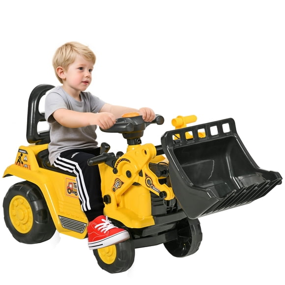 Excavadora Homcom para niños Ride On Excavator con almacenamiento debajo del asiento