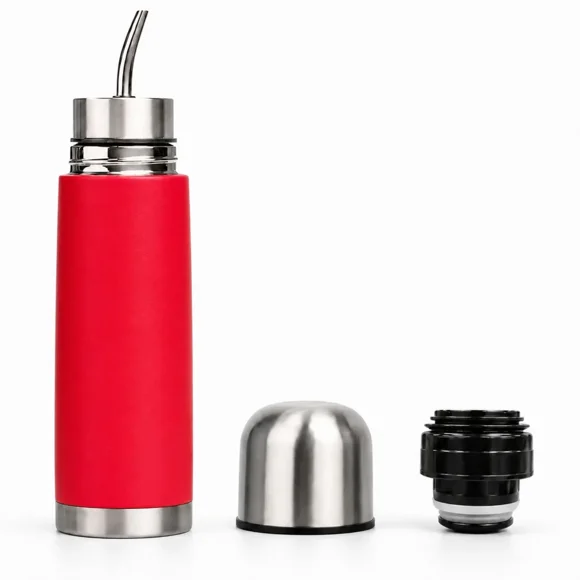 Termo Mate Acero Inoxidable Autocebante 2 en 1 Tawo 750 Ml Hermetico Antiderrame - Rojo