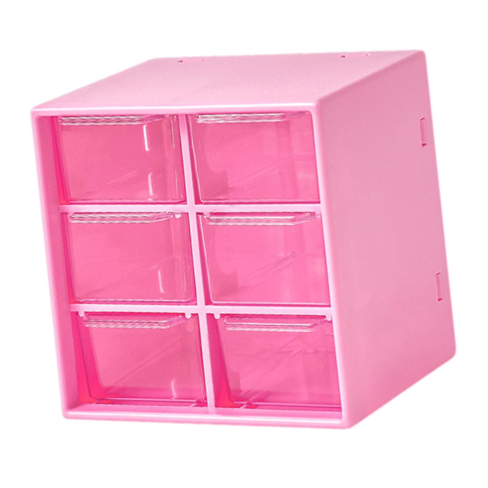 Magideal - Organizador De Cajones Pequeño Para Escritorio, Organizador De Cuentas Para Mujeres Y Niñas, Caja De Almacenamiento Para Joyería, Suministros De Arte, Rosa 6 Cajones