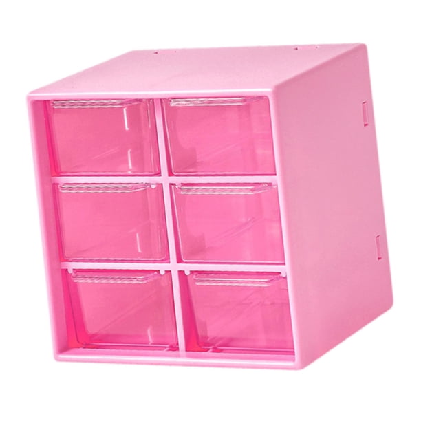 Organizador de cajones pequeño para escritorio, organizador de cuentas para mujeres y niñas, caja de almacenamiento para joyería, suministros de arte, Rosa 6 Cajones