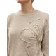 thumbnail image 5 of INSPIRE CHIC Top de Punto con Hombros Caídos y Flores 3D para Mujer Cuello Redondo Acanalado Manga Larga Pequeño Caqui Oscuro, 5 of 6