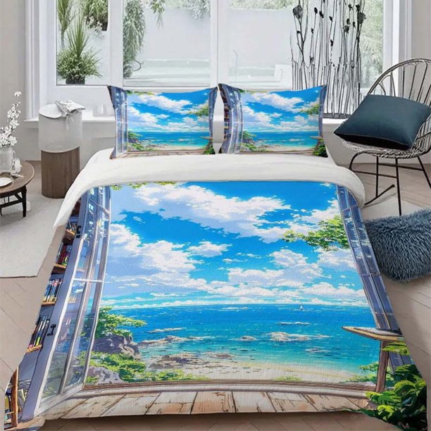 3pcs Anime Style Themed Bedding Set Duvet Cover and Pillowcases with Multi Color Prints