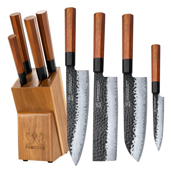 Juego de cuchillos de cocina FAMCÜTE con bloque de regalo