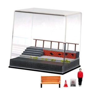 Magideal - Vitrina De Coches De Fundición A Presión A Escala 1/64, Maqueta De Aparcamiento, Cubierta Decorativa Antipolvo, Vitrina Para Figuras Pequeñas, Coches