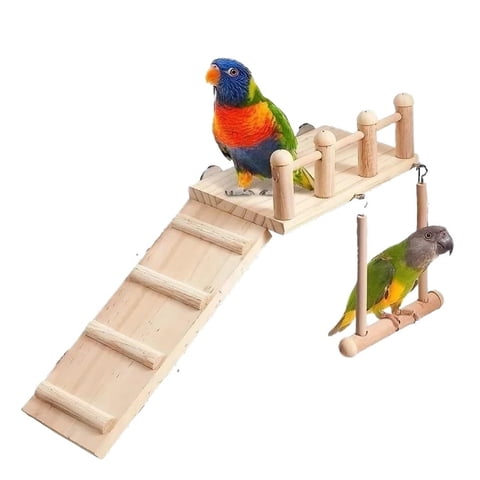 Xusx111 - Pájaro Perchas Plataforma Pájaro Swing Escalera Escalera Juguete Parrot Madera Jugar Ejercicio Stands Parrot Juguetes Pájaros Stand