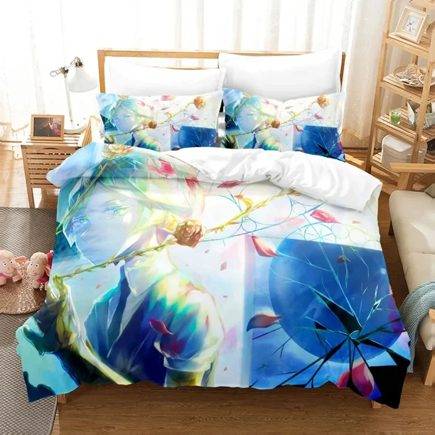 Houseki no Kuni 2/3PCS Bedding Set Boys Girls Duvet Cover Pillowcase Bed Kids Adult Home Textile Bed Sheets