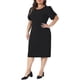 thumbnail image 4 of Vestido de talla grande para mujer, manga corta, por encima de la rodilla, vestido tubo, ropa de oficina para trabajar, 3X negro, 4 of 6