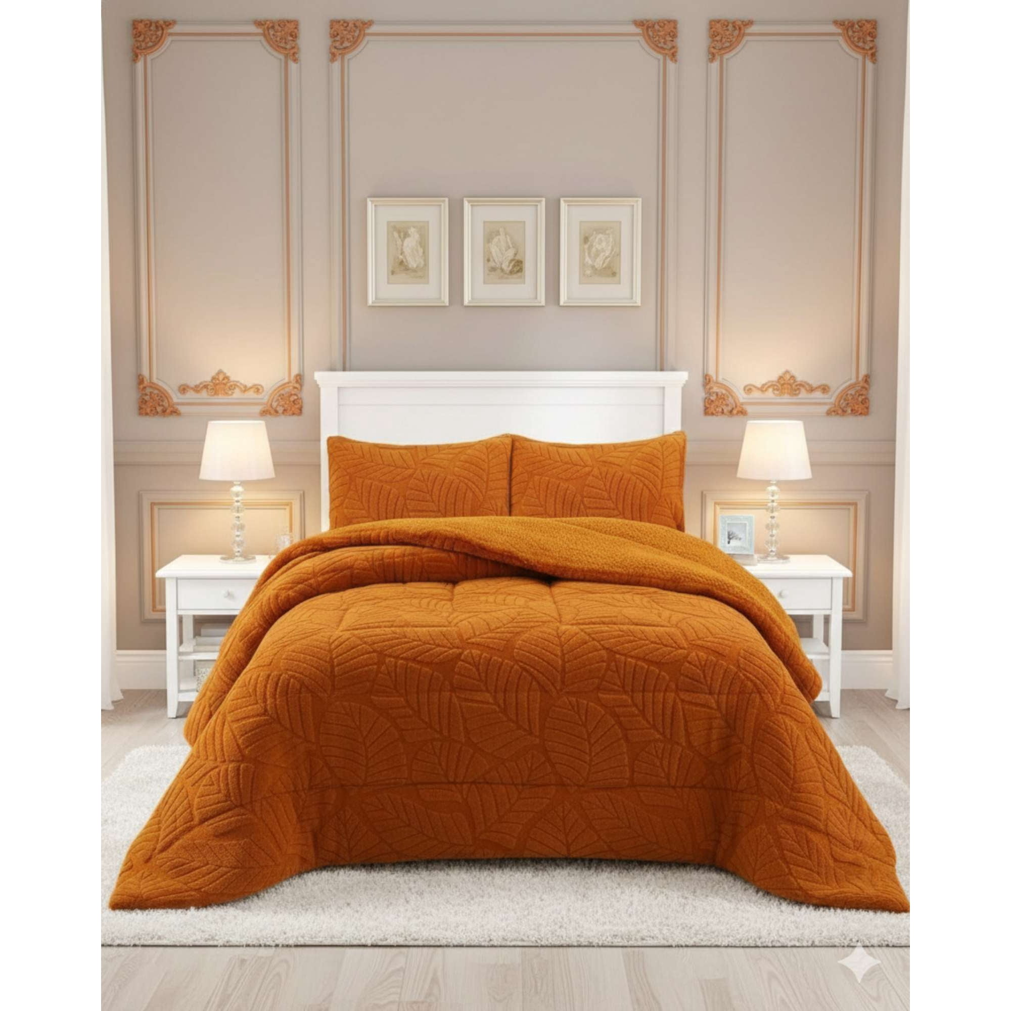 Mylhogar - Chiporro Premiun Cubrecama De Invierno King Naranja