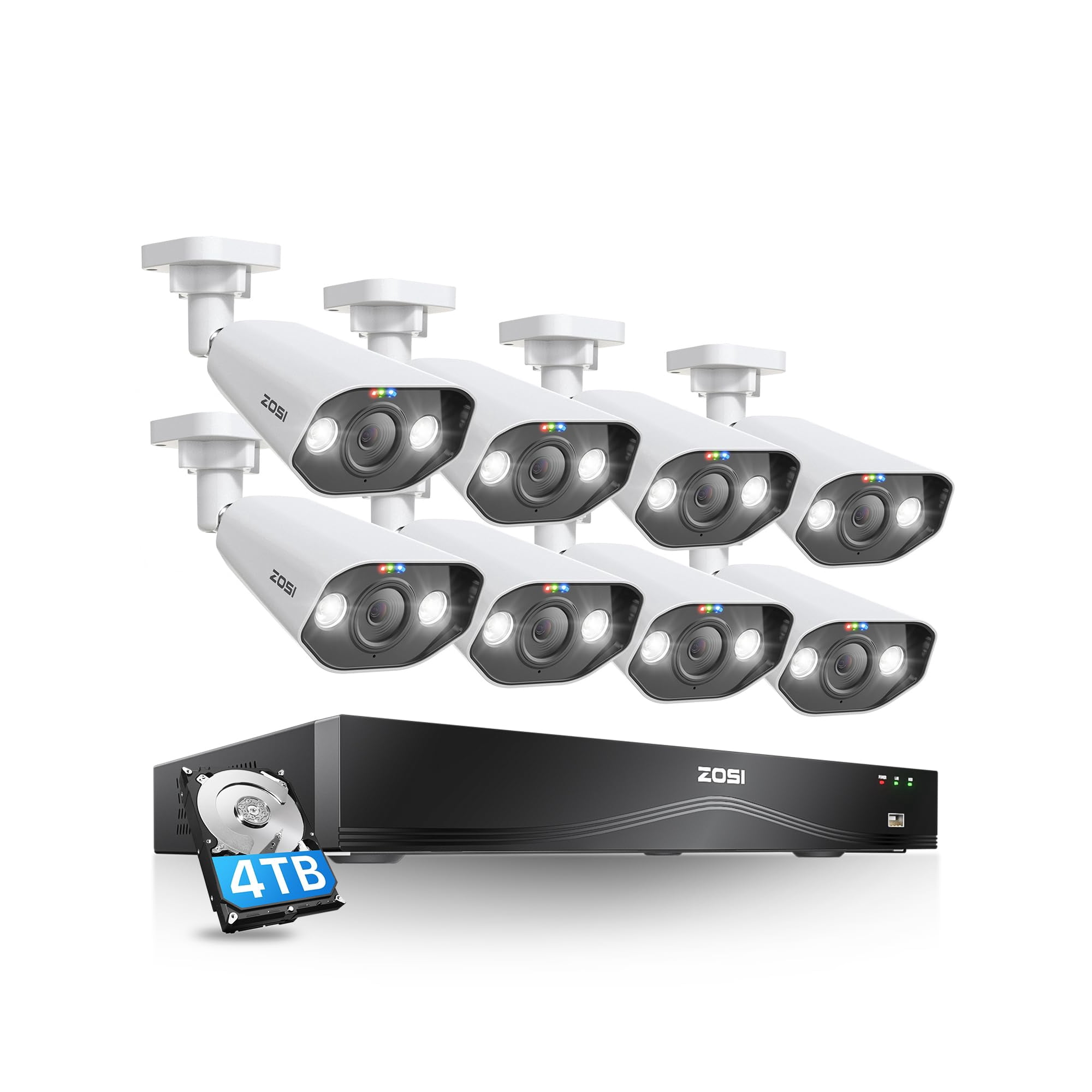 Sistema De Cámaras De Seguridad Zosi 24ch 4k Spotlight Con 8 Cámaras