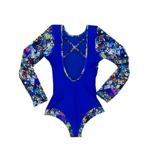 Samia - Traje De Baño De Niña Manga Larga Azul 12
