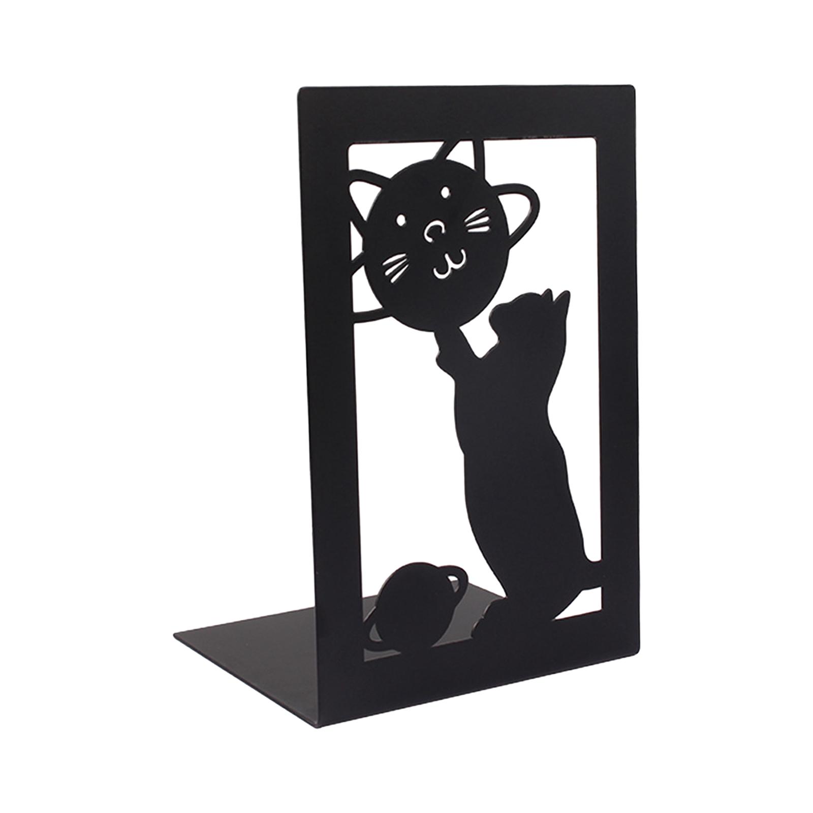 Magideal - Sujetalibros Decorativos, Organizador De Tapones Para Libros, Soporte Antideslizante Para Libros, Extremos De Libros De Metal Para Estantes, Oficina, Gato