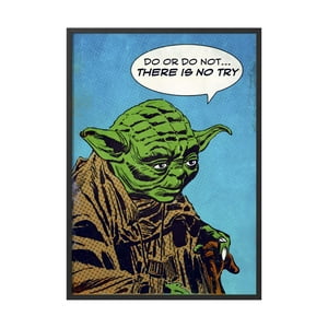 Creango - Cuadro Poster Enmarcado Star Wars Maestro Yoda Jedi Decorativo