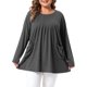 thumbnail image 1 of Agnes Orinda Blusa de Túnica para Mujer Talla Grande para Escuela o Universidad Cuello Redondo Manga Larga Plisada Henley con Botones Decorativos y Bolsillos 1X Gris Oscuro, 1 of 8