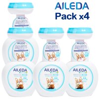 Aileda - Jabón Espuma Infantil (Huella) 300 Ml (Paquete De 4 Botellas) Aroma De Coco