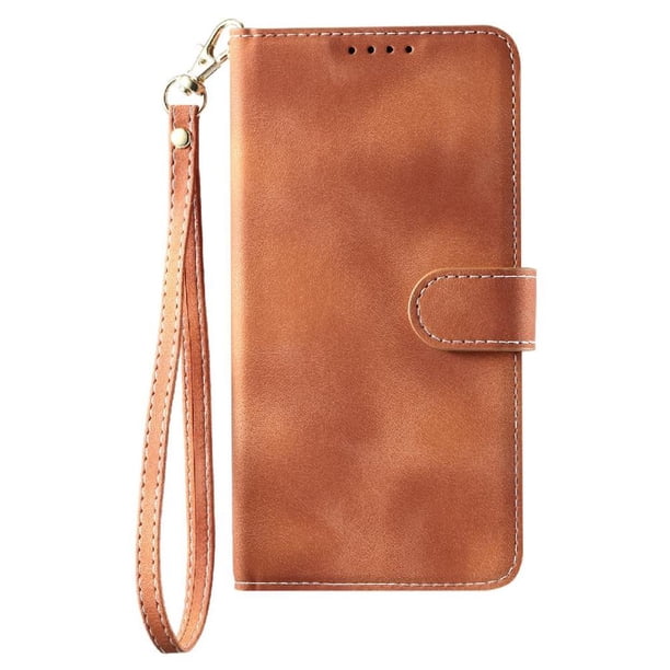 Funda Cartera para iPhone 17 Pro Max Tapa con Ranuras, Soporte y Correa Marrón