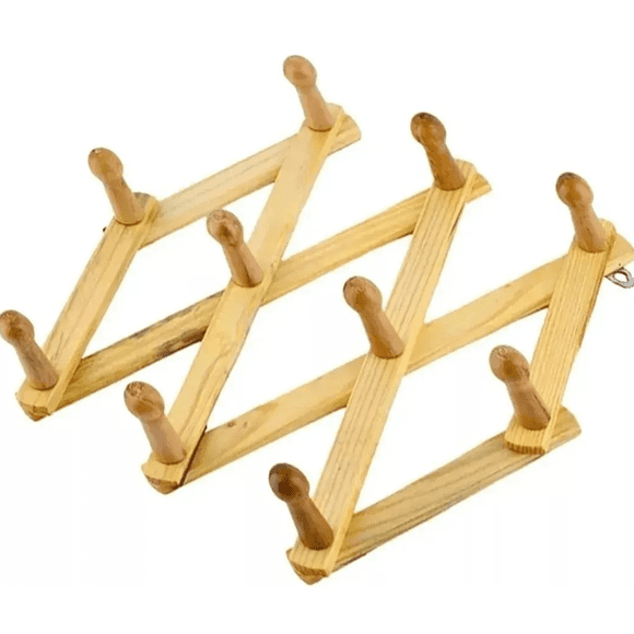 Perchero Madera Acordeón Plegable 10 Ganchos