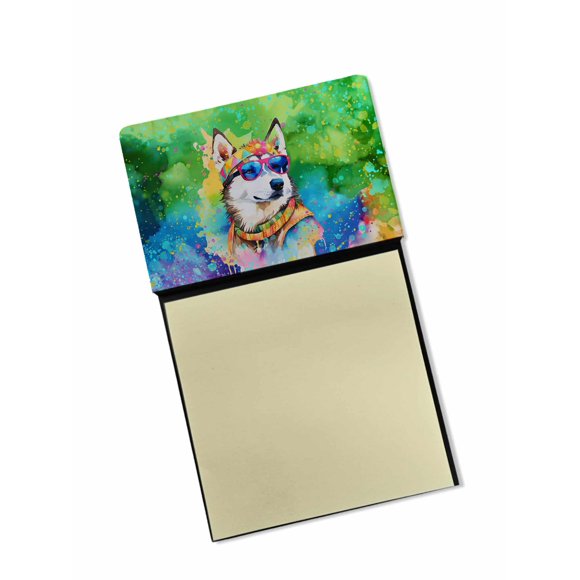Dispensador recargable con soporte para notas adhesivas, husky siberiano