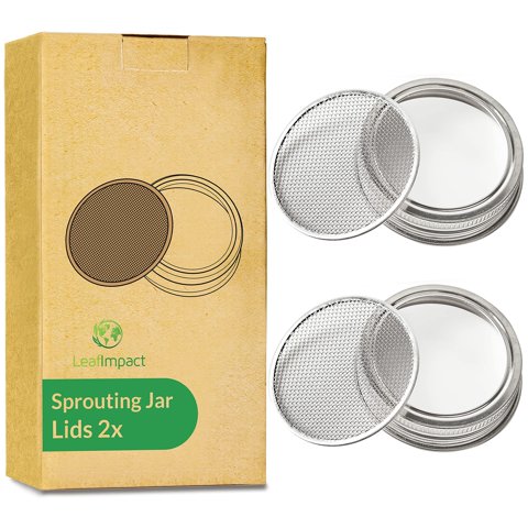 Leafimpact - Paquete De 2 Tapas Sprouting Jar Para Tarros Mason De 100 Ml De Boca Ancha