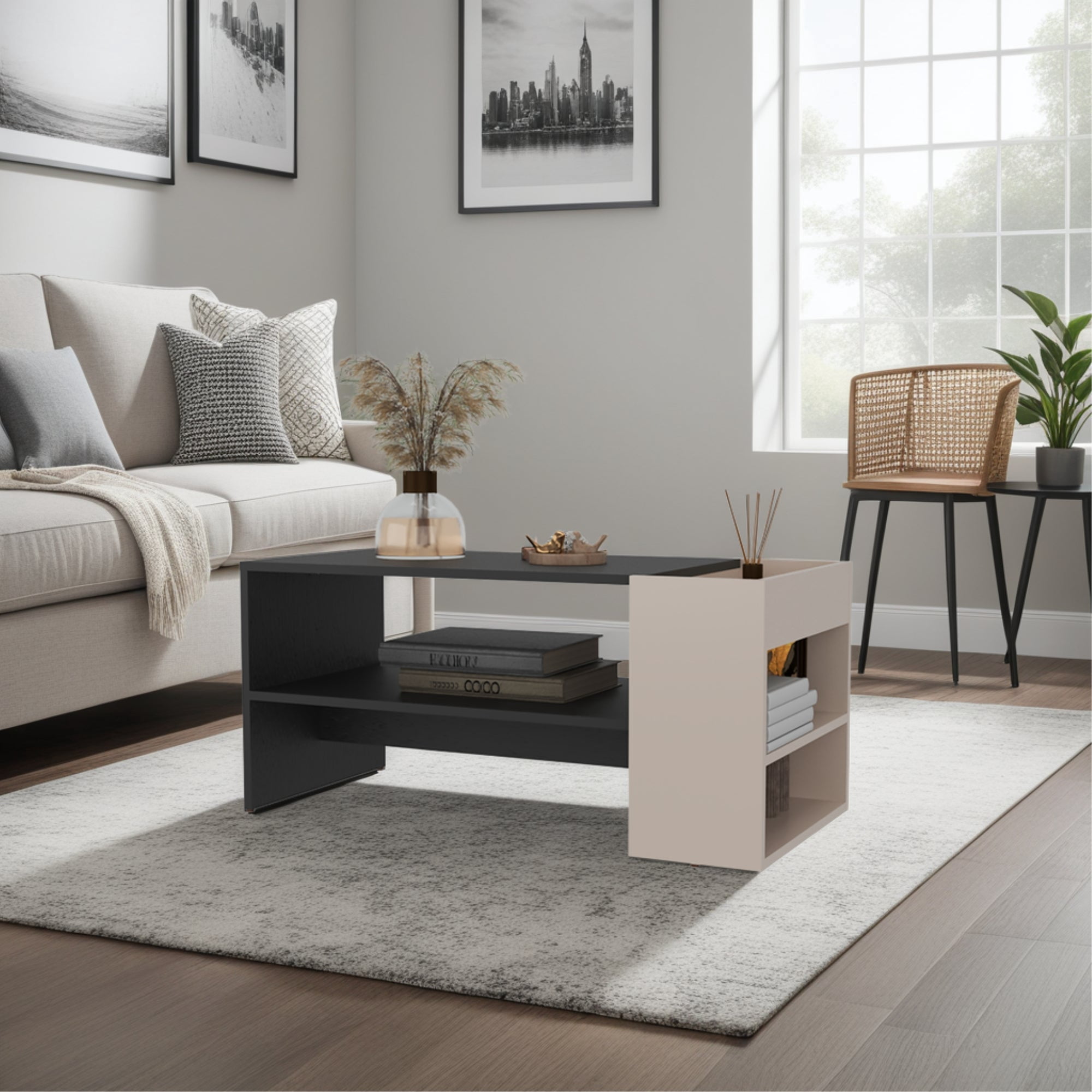 Tuhome - Mesa Centro Adel 42x91x45 Cm Capri Y Wengue