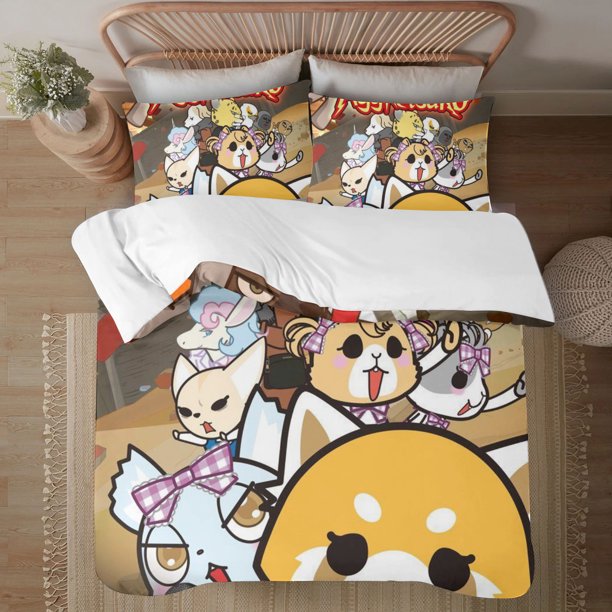 Aggretsuko 3-Piece Bedding Set For Kids Boys Girls Adult Cartoon Warm Cute Fashion Holiday Present Gift Bed Sheets