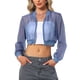 thumbnail image 1 of INSPIRE CHIC Chaqueta Bomber Crop para Mujer de Malla Transparente Ligera con Mangas Largas S Azul Gris, 1 of 6