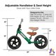 thumbnail image 5 of Bicicleta Balance KRIDDO para bebés de 18 meses a 5 años, 12 pulgadas, color verde, 5 of 6