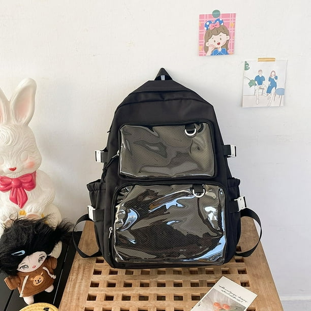 Y2K Japanese High School Girls Backpack Transparent Pockets Itabag For Dolls Pins Display Plate Laptop Backpack Mochilas Ita Bag