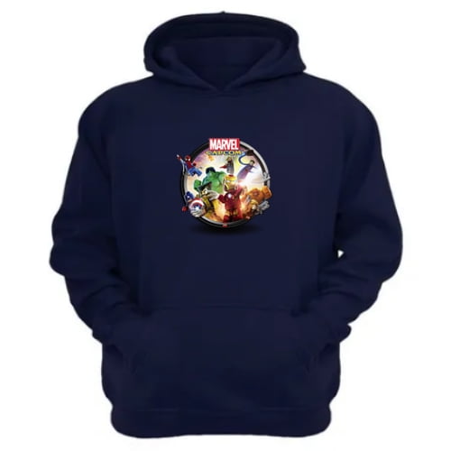 Genérico - Polerón Canguro Logo Comic Vs Capcom Azul Marino Talla Xs Unisex