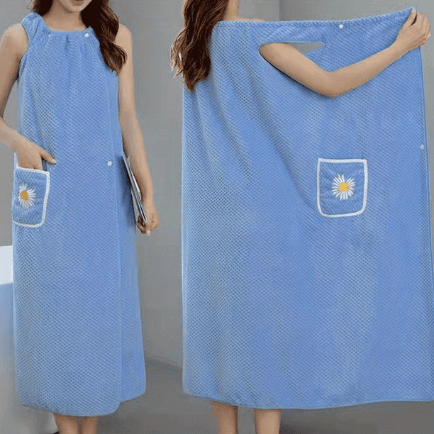 1pc Quick-Drying Flower Pattern Bathrobe with Thick Straps for Women - Absorbent Spa Wrap Towel for Home and Bathroom