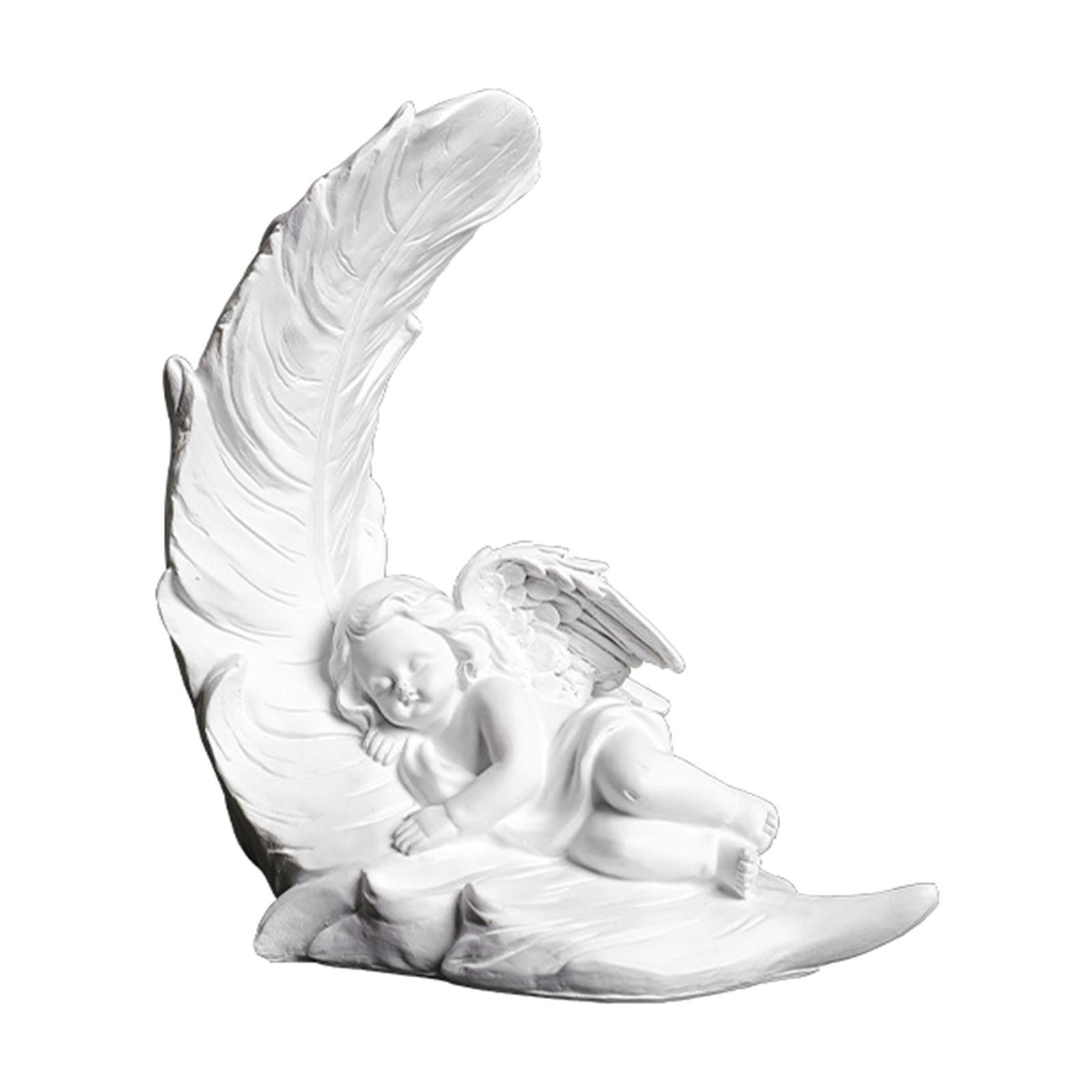 Bothyi - Estatua De Querubín, Estatua De Ángel Bebé Conmemorativa Blanca Para Sala De Estar, Izquierda Robusta