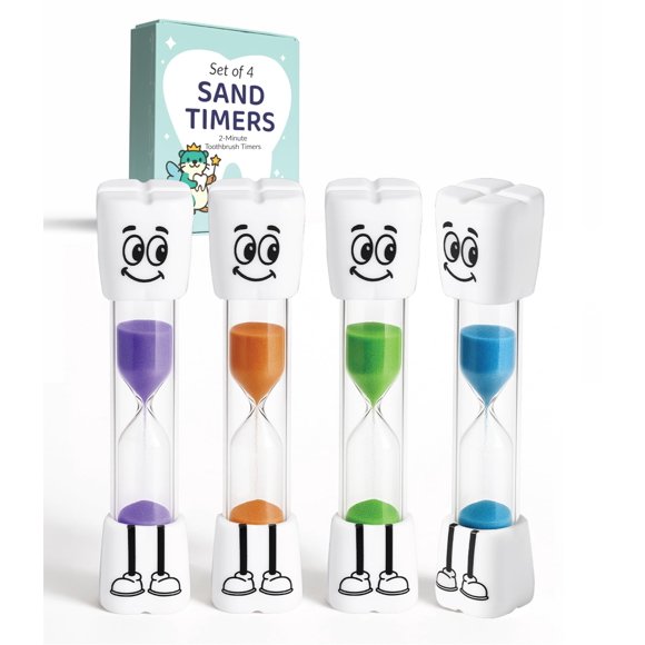 Temporizador de arena Jolly Otter 2 minutos – Pack de 4 colores