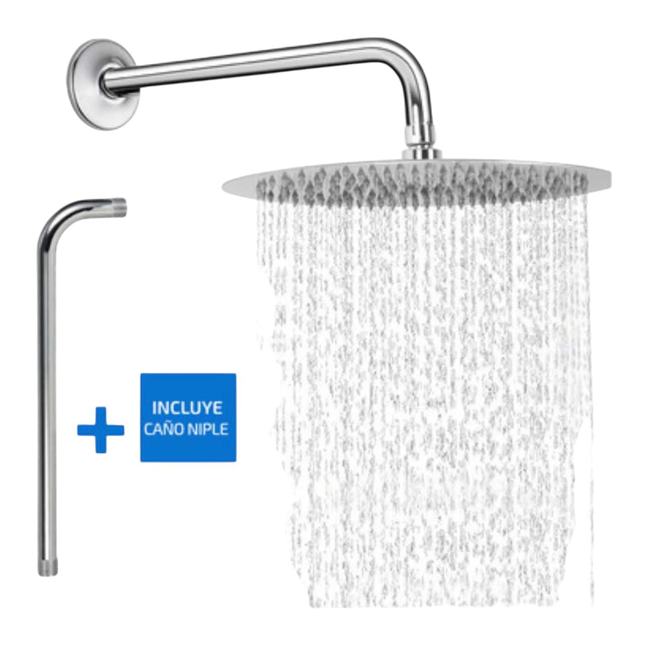 Alday - Kit Brazo De Ducha De 40 Cm + Plato Redondo N8 En Acero Inoxidable