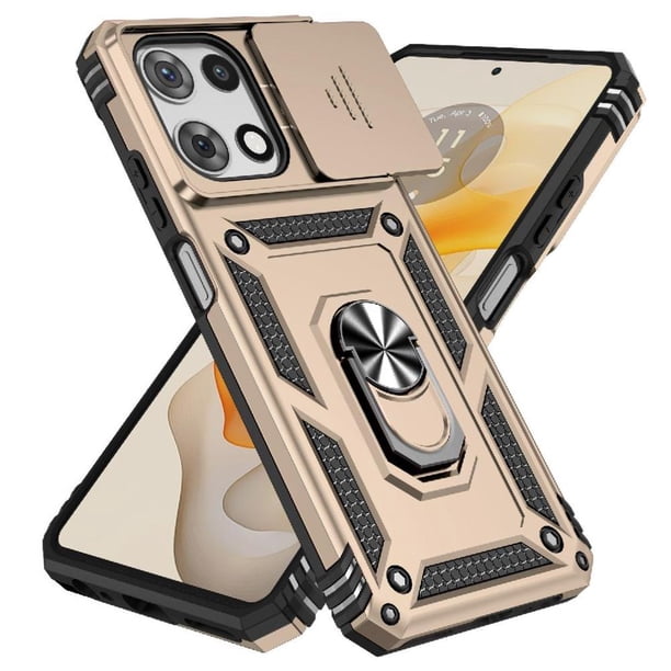 Funda Resistente Anillo Soporte Motorola Moto G 5G 2025 Privacidad Cámara Montaje Magnético Oro