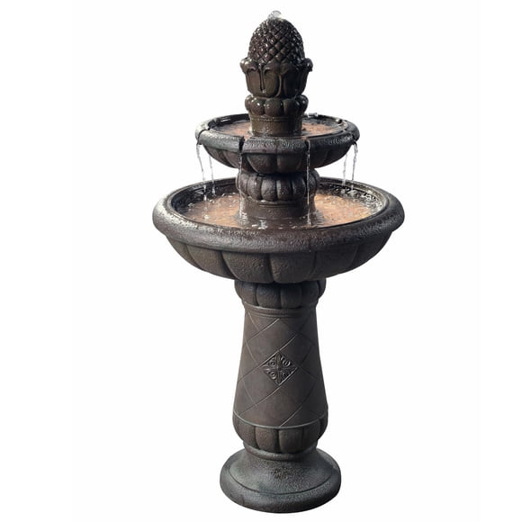 Fuente de agua de piso con cascada Teamson Home Piña 39 cm, gris hierro