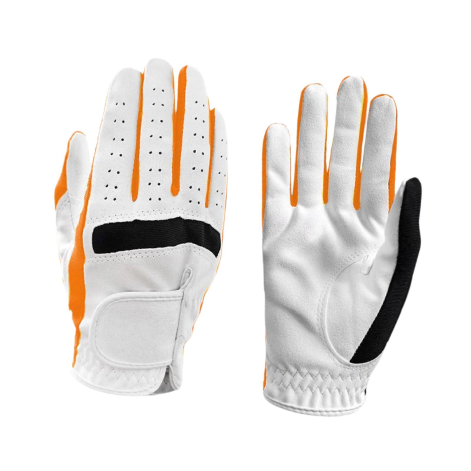 Ioensy - Guantes De Golf Para Niños Con Puños Adhesivos, Antideslizantes, Para Ambas Manos, Para Adolescentes, Niños Y Niñas, Color Naranja, Talla L