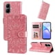 thumbnail image 3 of Funda tipo cartera FOXDOCK para Infinix Smart 10 4G , diseño girasol en relieve, cuero PU, cierre magnético, soporte y tarjetero, 3 of 5