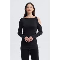 Fashionspark - Polera Mujer Aplicación Nudo Hombro Negro