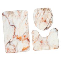 Bothyi - Juego De Inodoro De Tres Piezas Alfombras De Baño Suaves Y Cómodas Alfombra De Piso De Inodoro Mármol