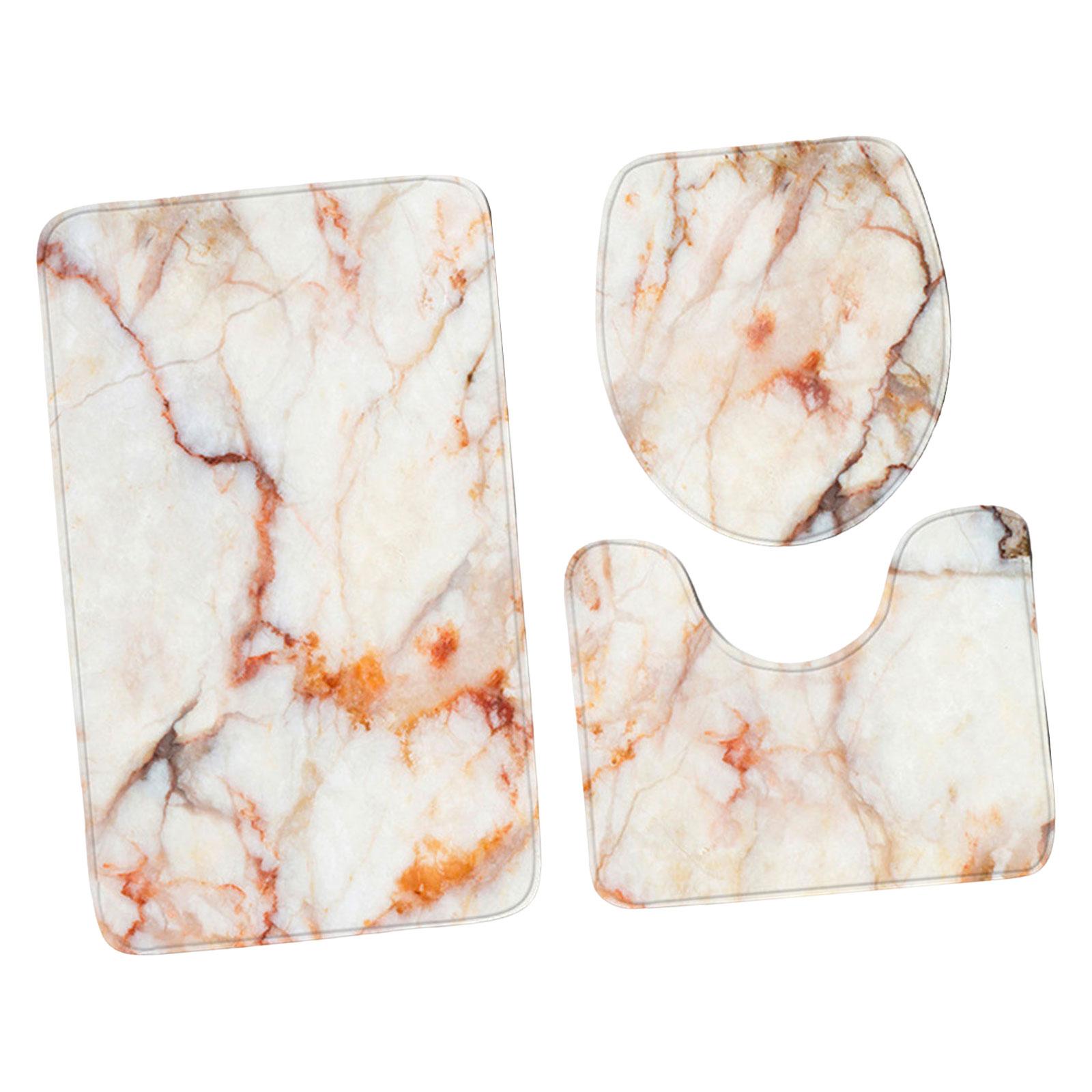 Bothyi - Juego De Inodoro De Tres Piezas Alfombras De Baño Suaves Y Cómodas Alfombra De Piso De Inodoro Mármol