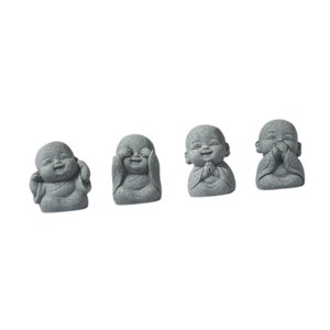 Magideal - 4 Estatuas De Buda En Miniatura De Arenisca, Esculturas De Buda, Adornos Decorativos De 3,2 X 4,2 Cm Para El Hogar, La Sala De Estar, La Estantería Y